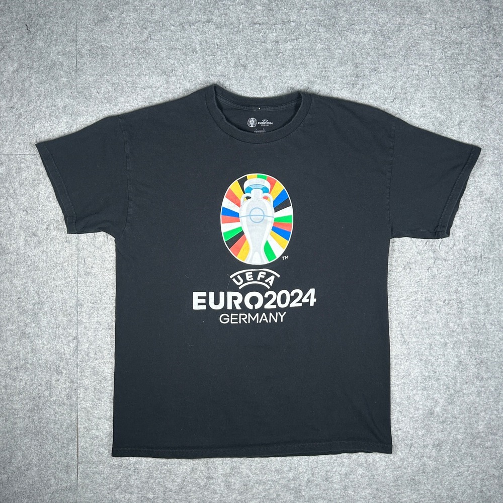 UEFA Euro 2024 Germany T Shirt Men Large Black Soccer Football Championship Tee